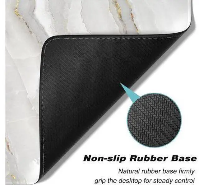 Alt view image 6 of 7 - Atufsuat Extended Gaming Mouse Pad, XXL Large Desk Pad 30 x 14 Inch, Big Computer Keyboard Mousepad, Waterproof Mouse Mat with Stitched Edges and Non-Slip Base for Women Office Gaming, White Marble