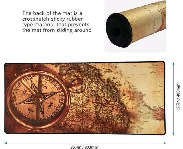 Alt view image 2 of 7 - Cmhoo XXL Professional Large Mouse Pad& Computer Game Mouse Mat (35.4x15.7x0.1IN, Compass)