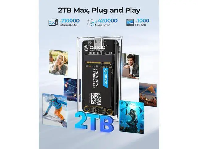 Alt view image 4 of 7 - USB 3.0 mSATA SSD Enclosure, 5Gbps Transparent External SSDs Adapter with USB-C to C/A Cable, UASP & Trim Support, Up to 2TB Capacity, Portable PC Case for 3050 mSATA Solid State Drive- TC10