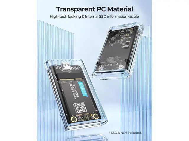 Alt view image 5 of 7 - USB 3.0 mSATA SSD Enclosure, 5Gbps Transparent External SSDs Adapter with USB-C to C/A Cable, UASP & Trim Support, Up to 2TB Capacity, Portable PC Case for 3050 mSATA Solid State Drive- TC10