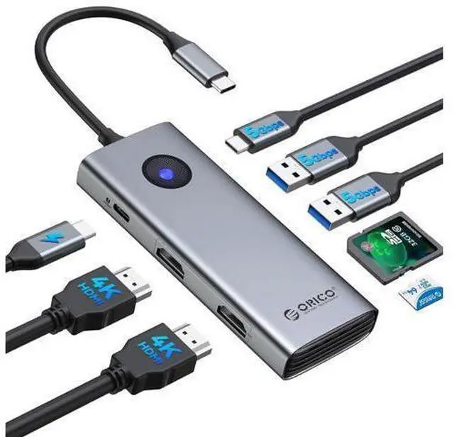 Main image of USB C Docking Station Dual Monitor, 8-in-1 Laptop Docking Station with 2 HDMI 4K@60Hz, 100W PD, USB-A&C 3.0, SD/TF, USB C Dock Compatible with MackBook/Dell XPS/HP/Surface