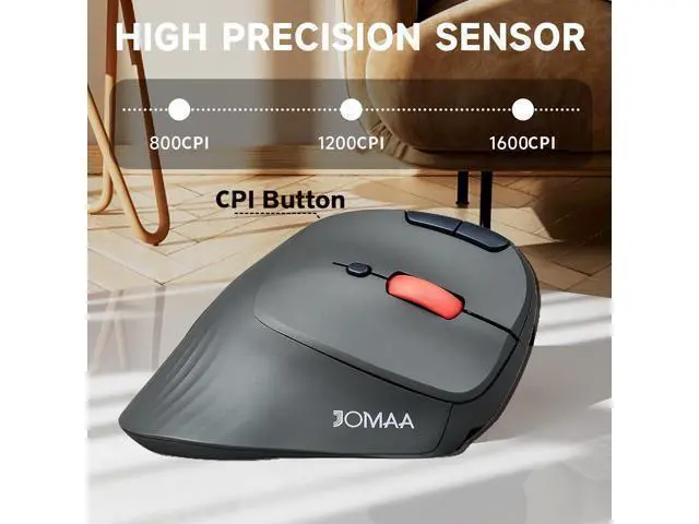 Alt view image 7 of 7 - Dual Mode Wireless Vertical Computer Trackball Mouse, Ergonomic Bluetooth Thumb-Control Mouse with Quiet Clicks Ergonomic Design Adjustable CPI ,Built-in 500mAh Battery Rechargeable for PC/Mac/Laptop