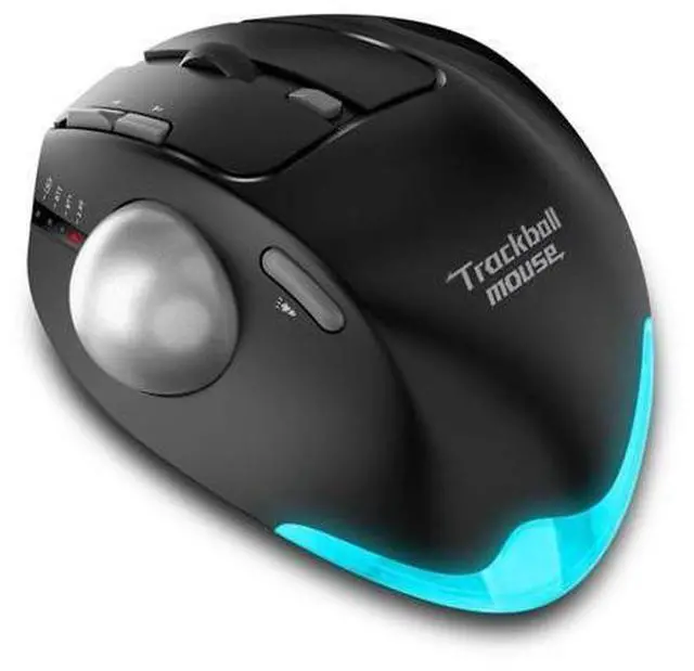 Main image of Ergonomic Wireless Computer Trackball USB Mouse with 4800 DPI/7 Programmable Buttons, Thumb Control Mice,3 Device Connection (Bluetooth or USB Receiver) for PC, Laptop, Mac, Windows.(Black)