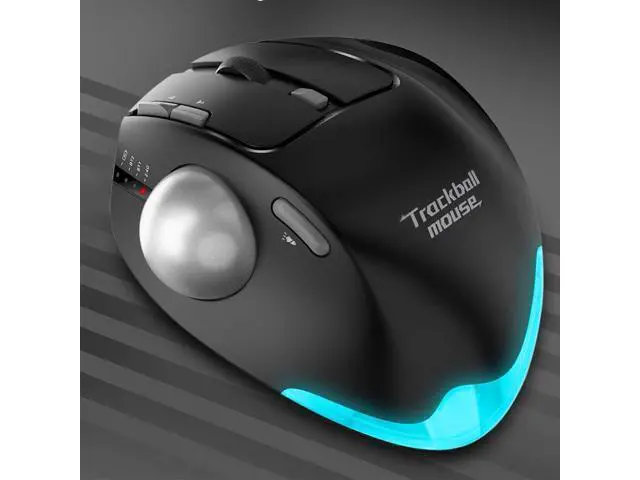 Alt view image 2 of 7 - Ergonomic Wireless Computer Trackball USB Mouse with 4800 DPI/7 Programmable Buttons, Thumb Control Mice,3 Device Connection (Bluetooth or USB Receiver) for PC, Laptop, Mac, Windows.(Black)