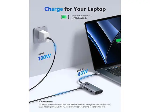 Alt view image 5 of 7 - USB C Docking Station Dual Monitor, 8-in-1 Laptop Docking Station with 2 HDMI 4K@60Hz, 100W PD, USB-A&C 3.0, SD/TF, USB C Dock Compatible with MackBook/Dell XPS/HP/Surface