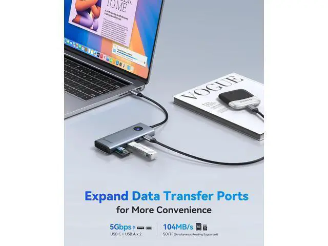 Alt view image 6 of 7 - USB C Docking Station Dual Monitor, 8-in-1 Laptop Docking Station with 2 HDMI 4K@60Hz, 100W PD, USB-A&C 3.0, SD/TF, USB C Dock Compatible with MackBook/Dell XPS/HP/Surface