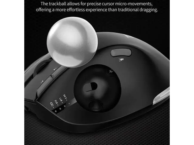 Alt view image 4 of 7 - Ergonomic Wireless Computer Trackball USB Mouse with 4800 DPI/7 Programmable Buttons, Thumb Control Mice,3 Device Connection (Bluetooth or USB Receiver) for PC, Laptop, Mac, Windows.(Black)