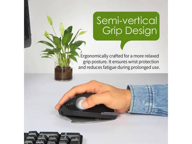 Alt view image 5 of 7 - Ergonomic Wireless Computer Trackball USB Mouse with 4800 DPI/7 Programmable Buttons, Thumb Control Mice,3 Device Connection (Bluetooth or USB Receiver) for PC, Laptop, Mac, Windows.(Black)