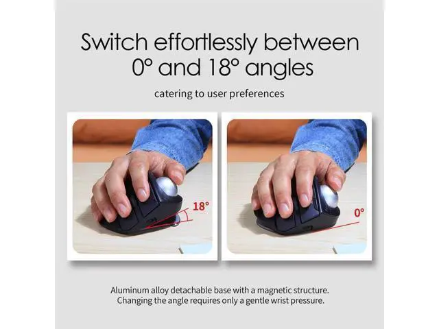 Alt view image 6 of 7 - Ergonomic Wireless Computer Trackball USB Mouse with 4800 DPI/7 Programmable Buttons, Thumb Control Mice,3 Device Connection (Bluetooth or USB Receiver) for PC, Laptop, Mac, Windows.(Black)