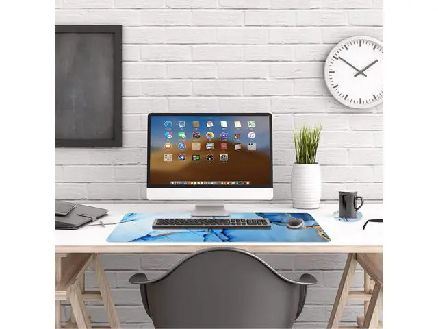 Alt view image 5 of 7 - Extended Gaming Mouse Pad XL Large Keyboard Mouse Mat Desk Pad with Stitched Edges Durable Non-Slip Base Mousepad for Home Office Work 35x15.7inch Blue Marble