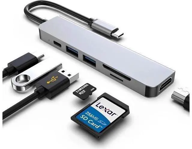 Main image of USB C Docking Station, HDMI to USB C Adapter for Monitor, USB-C Hub HDMI Dongle for Laptop, Micro SD Card Reader USB C Dock for Chromebook, USB C to USB Adapter Multiport for MacBook pro