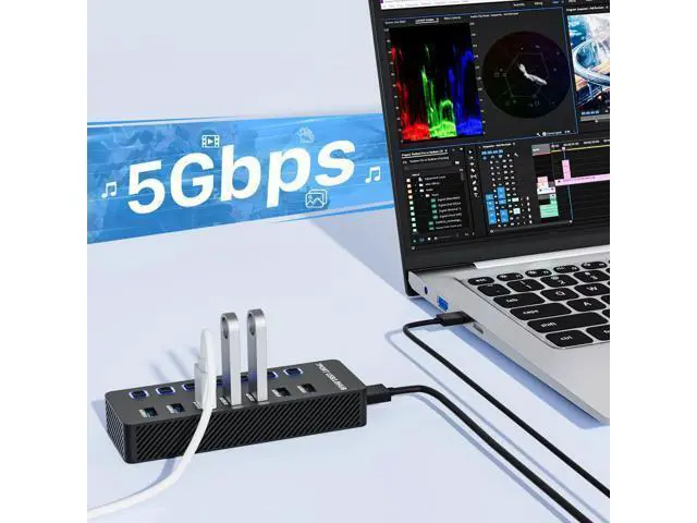 Alt view image 6 of 7 - USB Hub 3.0 7 Port USB Data Hub Splitter with LED Individual On/Off Switches and Lights 5Gbps High Speed USB Port Expander for MacBook Mac Pro Mac Mini iMac Surface Pro XPS PC