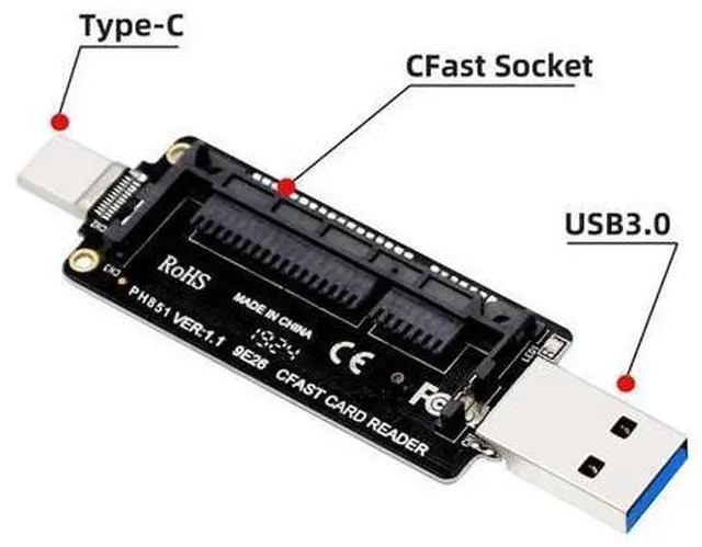 Alt view image 4 of 7 - USB-C USB3.0 Type-C to CFast 2.0 Card Adapter PCBA CFast Card Reader for Desktop Laptop