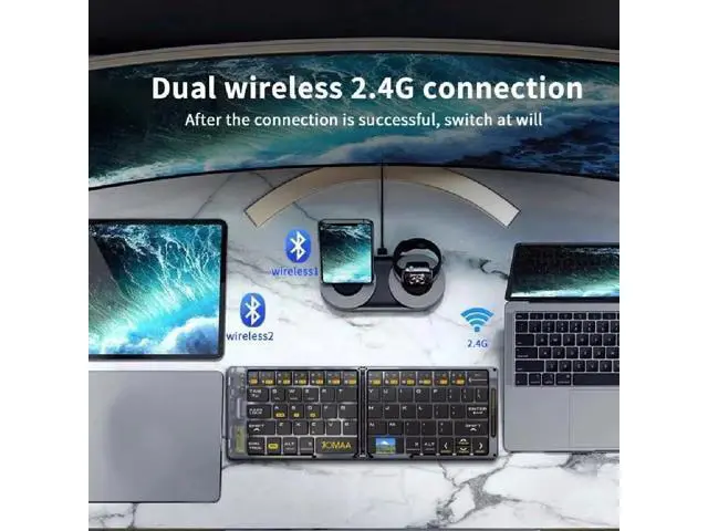 Alt view image 5 of 7 - Foldable Keyboard and Mouse,Wireless Folding Bluetooth Keyboard and Mouse Combo,Ultra Slim,Rechargeable,Silent,Portable Travel Keyboard for Laptop,Tablet,Phone,Windows, iOS, Android,and macOS (Black)