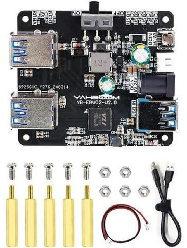 Alt view image 7 of 7 - 4 Port USB 3.0 Hub for Raspberry Pi Jetson Nano ROS Robot, Compatible with USB 3.0/2.0/1.1 Driver-Free Plug&Play, Onboard External USB-A5V (Micro-USB)9~24V Power Port, for High-Power Device