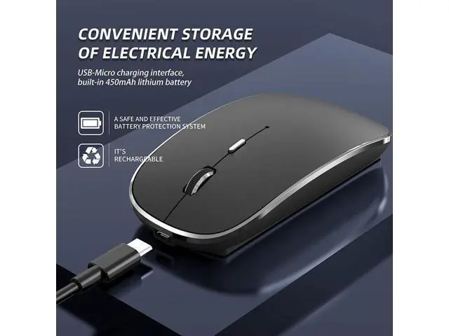 Alt view image 3 of 7 - Wireless Mouse Chargeable Portable Silent Wireless Mouse USB and Type-C Dual Mode Wireless Mouse 3 Adjustable DPI for Laptop, Mac, MacBook, Android, PC (Q23S Black)