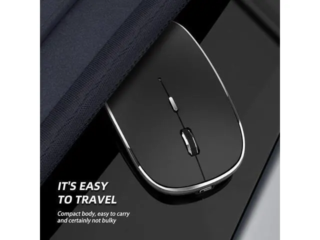 Alt view image 7 of 7 - Wireless Mouse Chargeable Portable Silent Wireless Mouse USB and Type-C Dual Mode Wireless Mouse 3 Adjustable DPI for Laptop, Mac, MacBook, Android, PC (Q23S Black)