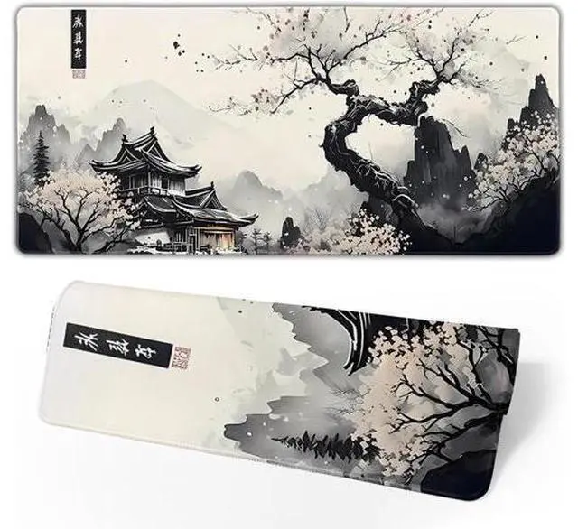Main image of Japanese Mouse Pad, Large Japanese Desk Mat, XL Anime Gaming Keyboard Mat, Non-Slip Rubber Base, Big Extended Desk Protector for Home Office, 31.5x11.8