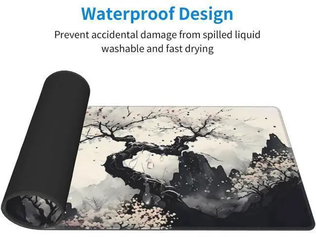 Alt view image 4 of 7 - Japanese Mouse Pad, Large Japanese Desk Mat, XL Anime Gaming Keyboard Mat, Non-Slip Rubber Base, Big Extended Desk Protector for Home Office, 31.5x11.8