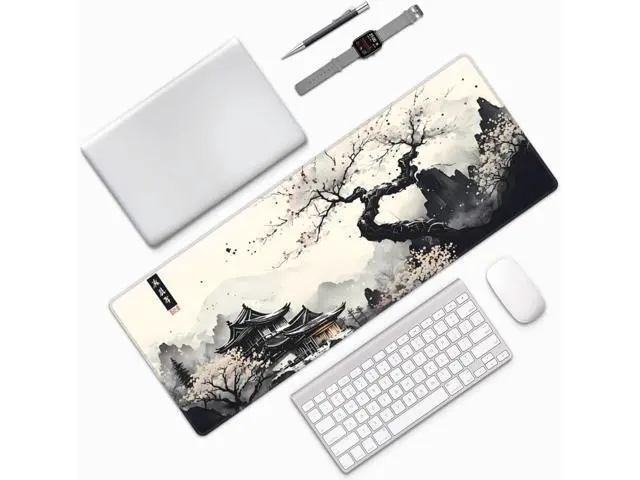 Alt view image 6 of 7 - Japanese Mouse Pad, Large Japanese Desk Mat, XL Anime Gaming Keyboard Mat, Non-Slip Rubber Base, Big Extended Desk Protector for Home Office, 31.5x11.8