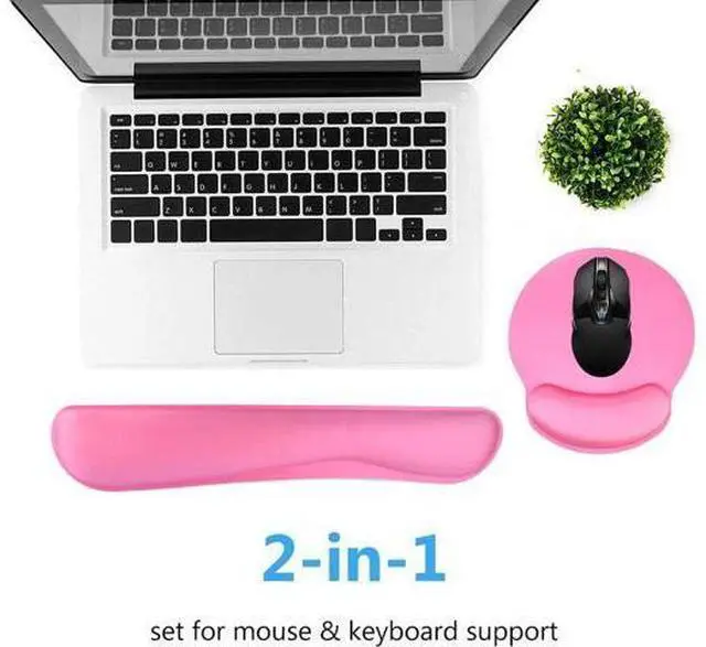 Alt view image 3 of 6 - Keyboard Wrist Rest Pad Mouse Pad, Memory Foam, Rest Pads Sets for Comfortable Typing & Wrist Pain Relief, Anti-Slip Rubber Base (Rose Pink)