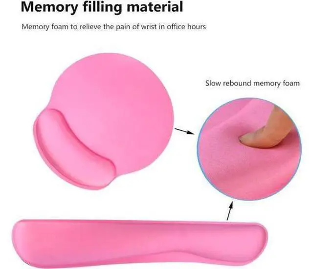 Alt view image 4 of 6 - Keyboard Wrist Rest Pad Mouse Pad, Memory Foam, Rest Pads Sets for Comfortable Typing & Wrist Pain Relief, Anti-Slip Rubber Base (Rose Pink)