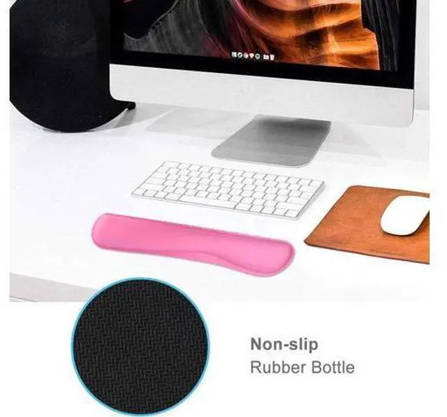 Alt view image 5 of 6 - Keyboard Wrist Rest Pad Mouse Pad, Memory Foam, Rest Pads Sets for Comfortable Typing & Wrist Pain Relief, Anti-Slip Rubber Base (Rose Pink)
