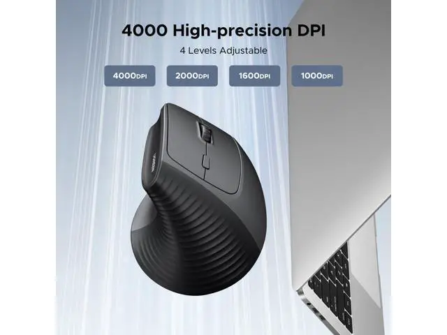 Alt view image 2 of 7 - Ergonomic Mouse, Wireless Bluetooth Vertical Mouse, Dual-Mode (BT 5.4 & USB 2.4G), Quiet Clicks, 4 Adjustable DPI (1000/1600/2000/4000), Compatible with Windows/Mac/Linux/Android/ChromeOS