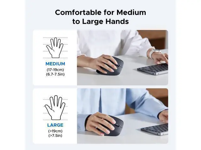 Alt view image 6 of 7 - Ergonomic Mouse, Wireless Bluetooth Vertical Mouse, Dual-Mode (BT 5.4 & USB 2.4G), Quiet Clicks, 4 Adjustable DPI (1000/1600/2000/4000), Compatible with Windows/Mac/Linux/Android/ChromeOS