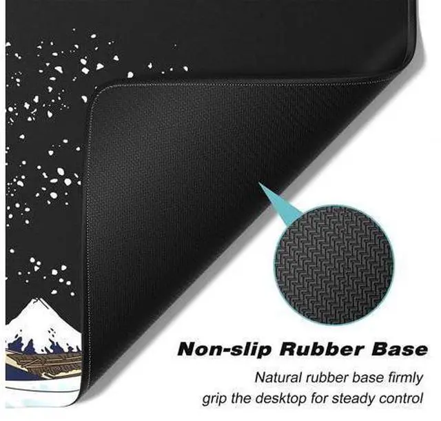 Alt view image 4 of 7 - Extended Gaming Mouse Pad, Xxl Large Desk Pad 30 X 14 Inch, Big Computer Keyboard Mousepad, Waterproof Mouse Mat With Stitched Edges And Non-Slip Base For Women Office Gaming, Sea Waves