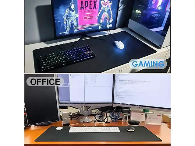 Alt view image 6 of 6 - Large Gaming Mouse Pad with Stitched Edges Extended Mousepad with Superior MicroWeave Cloth NonSlip Base Water Resist Keyboard Pad Desk Pad for Gamer Office Home 354 x 157 in Black