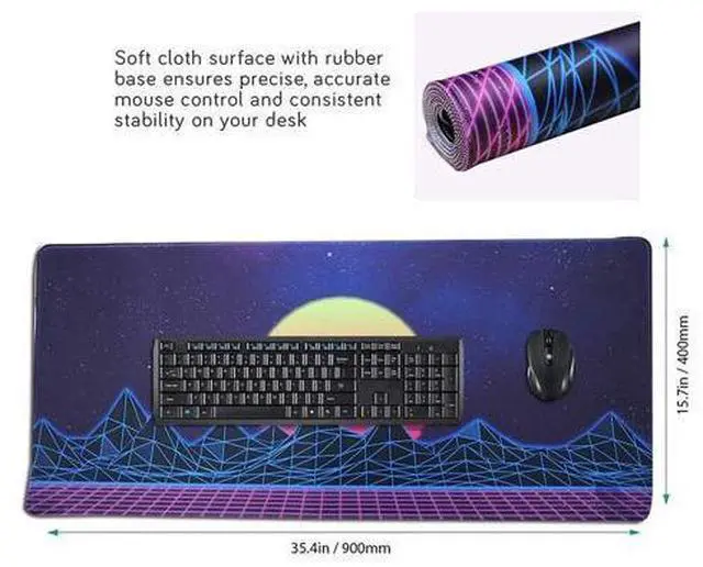 Alt view image 3 of 7 - Large Gaming Mouse Pad, Extended Xxl Desk Pad & Non-Slip Rubber Mat For Mice And Keyboard With Stitched Edges (90X40 Zisesun011)