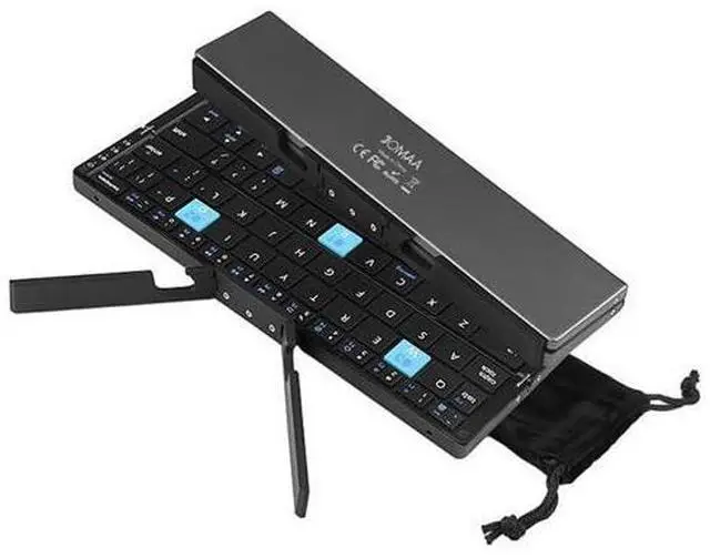 Main image of Mini Bluetooth Foldable Keyboard Silent, Rechargeable, Aluminum Alloy Housing and Portable Folding Travel Keyboard for Phone ipad Tablet (Balck)