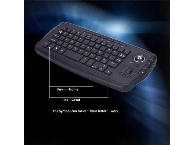 Alt view image 2 of 7 - Mini Ergonomic Keyboard Trackball Air Mouse 1200dpi Function TV 2.4G Wireless Keyboard with trackball Mouse Keyboartd Combo for Lapotp PC TV Remote Controller HTPC (Black)