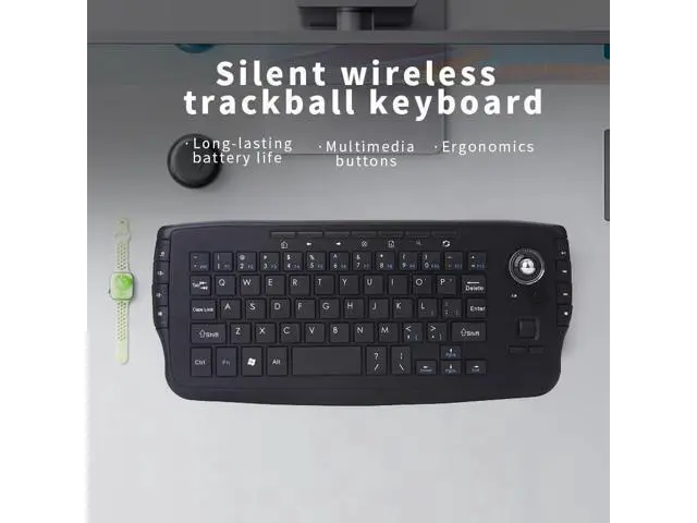 Alt view image 6 of 7 - Mini Ergonomic Keyboard Trackball Air Mouse 1200dpi Function TV 2.4G Wireless Keyboard with trackball Mouse Keyboartd Combo for Lapotp PC TV Remote Controller HTPC (Black)