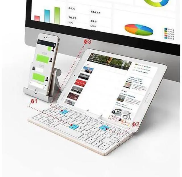 Alt view image 2 of 7 - Mini Foldable Bluetooth Keyboard Silent, Rechargeable, Aluminum Alloy Housing and Portable Folding Travel Keyboard for Phone ipad Tablet (Silver)