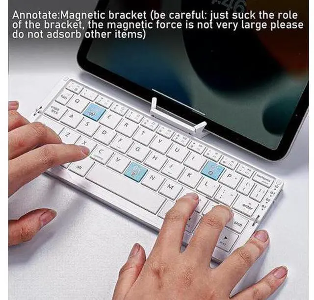 Alt view image 3 of 7 - Mini Foldable Bluetooth Keyboard Silent, Rechargeable, Aluminum Alloy Housing and Portable Folding Travel Keyboard for Phone ipad Tablet (Silver)