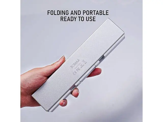 Alt view image 4 of 7 - Mini Foldable Bluetooth Keyboard Silent, Rechargeable, Aluminum Alloy Housing and Portable Folding Travel Keyboard for Phone ipad Tablet (Silver)