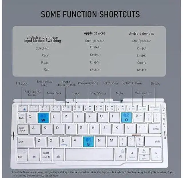 Alt view image 6 of 7 - Mini Foldable Bluetooth Keyboard Silent, Rechargeable, Aluminum Alloy Housing and Portable Folding Travel Keyboard for Phone ipad Tablet (Silver)