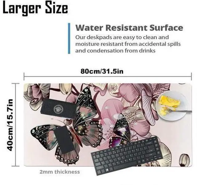 Alt view image 6 of 7 - QIYI Desk Pad, PU Leather Desk Blotter Protector, Waterproof Computer Desk Mat, Keyboard Mouse Pads, Non Slip Base Home & Office Accessories, Extended Large Size 31.5" x 15.7" - Butterflies & Orchids