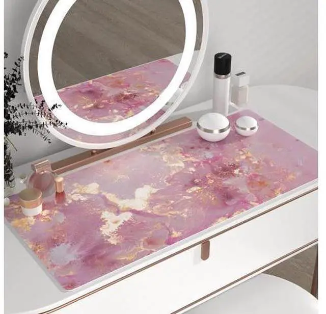 Alt view image 6 of 7 - QIYI Large Mouse Pad, Cute Pink Desk Mat for Desktop, Women Girls PU Leather Waterproof Gaming, Rose Gold Marble Computer PC Laptop Protector Writing Pads for School Office Home 31.5" x 15.7"