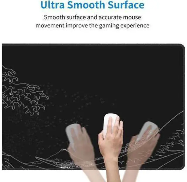 Alt view image 5 of 7 - Sea Wave Gaming Mouse Pad Anime Gaming Mousepad Extended Kanagawa Mat Desk Mat Large Desk pad 31.5x11.8 Inch 3mm Thick Long Non-Slip Rubber Base Mice Mouse Pads (Black)