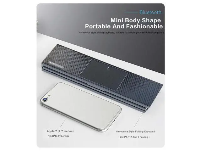 Alt view image 2 of 7 - Tri-Foldable Bluetooth Keyboard with Touchpad Portable,mini Travel Keyboard USB-C Rechargeable Multi-Device Switching, Slim & Lightweight for iOS Android Windows Mac OS