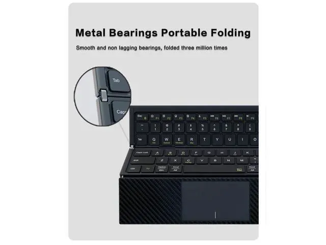 Alt view image 6 of 7 - Tri-Foldable Bluetooth Keyboard with Touchpad Portable,mini Travel Keyboard USB-C Rechargeable Multi-Device Switching, Slim & Lightweight for iOS Android Windows Mac OS
