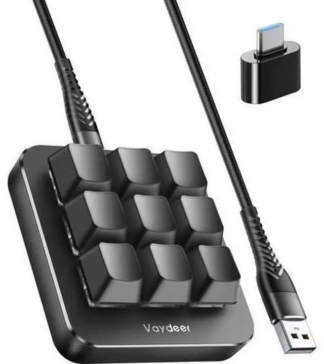 Main image of One-Handed Mechanical Keyboard Support NKRO, Hotkeys, One-Click Start,9 Fully Programmable Keys with Floating Window and Macro Multifunctional Keypad Compatible with iOS,Windows