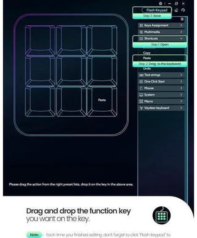 Alt view image 4 of 7 - One-Handed Mechanical Keyboard Support NKRO, Hotkeys, One-Click Start,9 Fully Programmable Keys with Floating Window and Macro Multifunctional Keypad Compatible with iOS,Windows