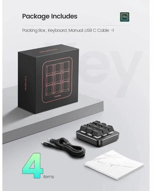 Alt view image 7 of 7 - One-Handed Mechanical Keyboard Support NKRO, Hotkeys, One-Click Start,9 Fully Programmable Keys with Floating Window and Macro Multifunctional Keypad Compatible with iOS,Windows