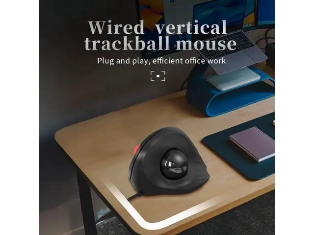 Alt view image 6 of 7 - Wired Trackball Mouse 6-Button Ergonomic Design with CPI Switch (400/800/1200/1600), Red LED Indicator, 250Hz Polling Rate, Plug & Play, for PC, Laptop, Desktop (Black)