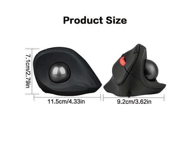 Alt view image 2 of 7 - Wired Trackball Mouse 6-Button Ergonomic Design with CPI Switch (400/800/1200/1600), Red LED Indicator, 250Hz Polling Rate, Plug & Play, for PC, Laptop, Desktop (Black)