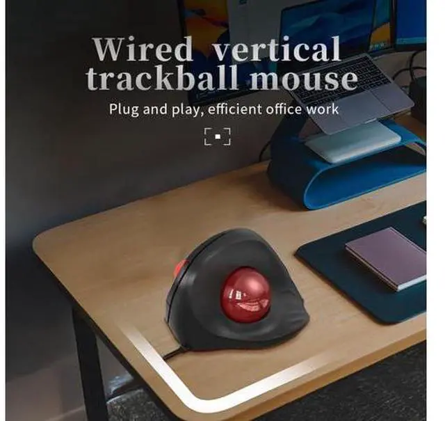 Alt view image 6 of 7 - Wired Trackball Mouse 6-Button Ergonomic Design with CPI Switch (400/800/1200/1600), Red LED Indicator, 250Hz Polling Rate, Plug & Play, for PC, Laptop, Desktop (Red)